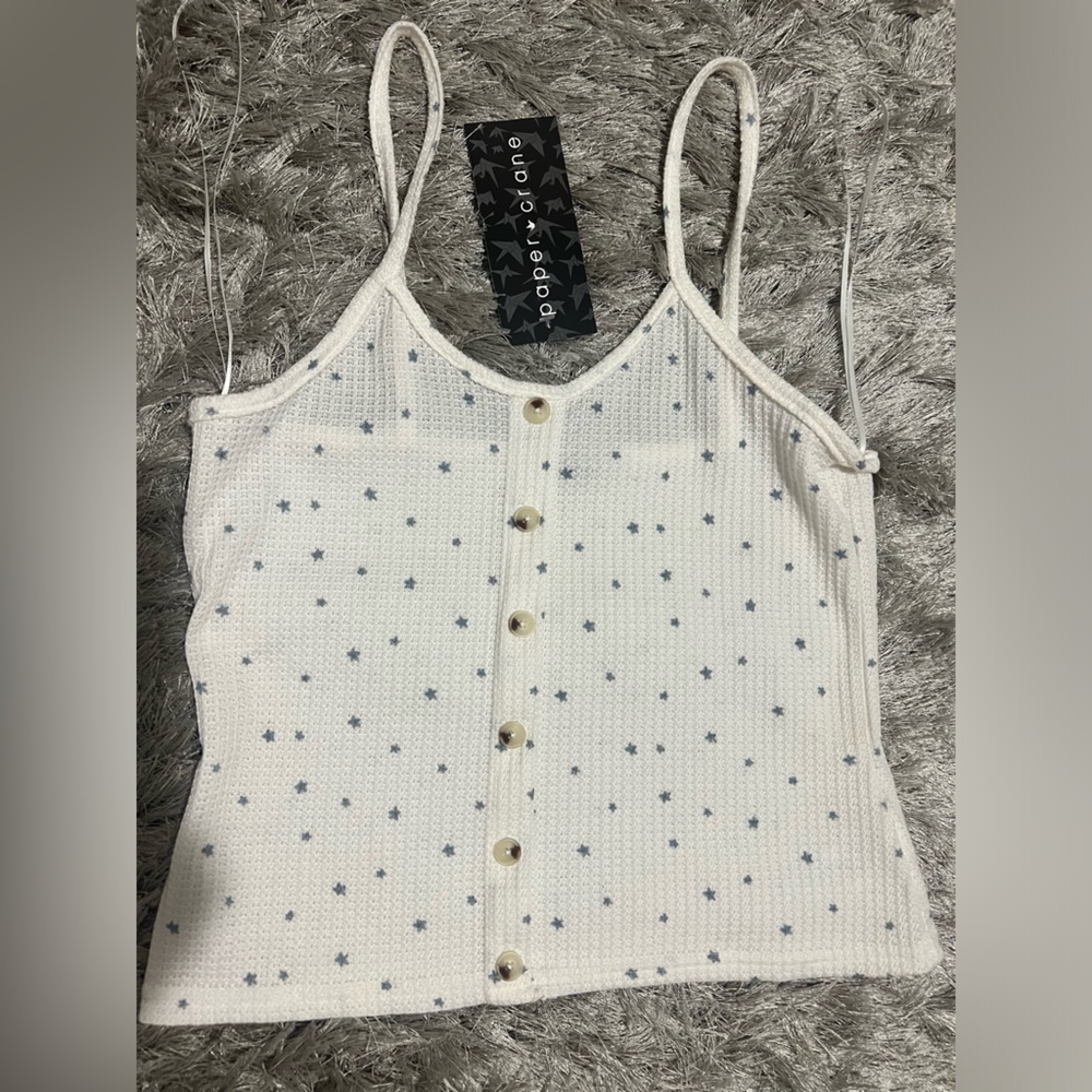 Paper Crane cream with stars Small women cami